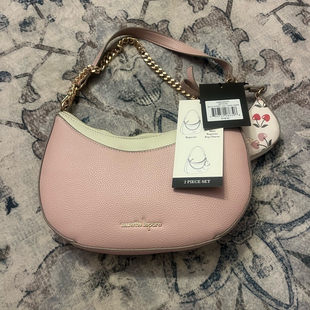 Nanette Lepore Pink and Cream Shoulder Bag Set